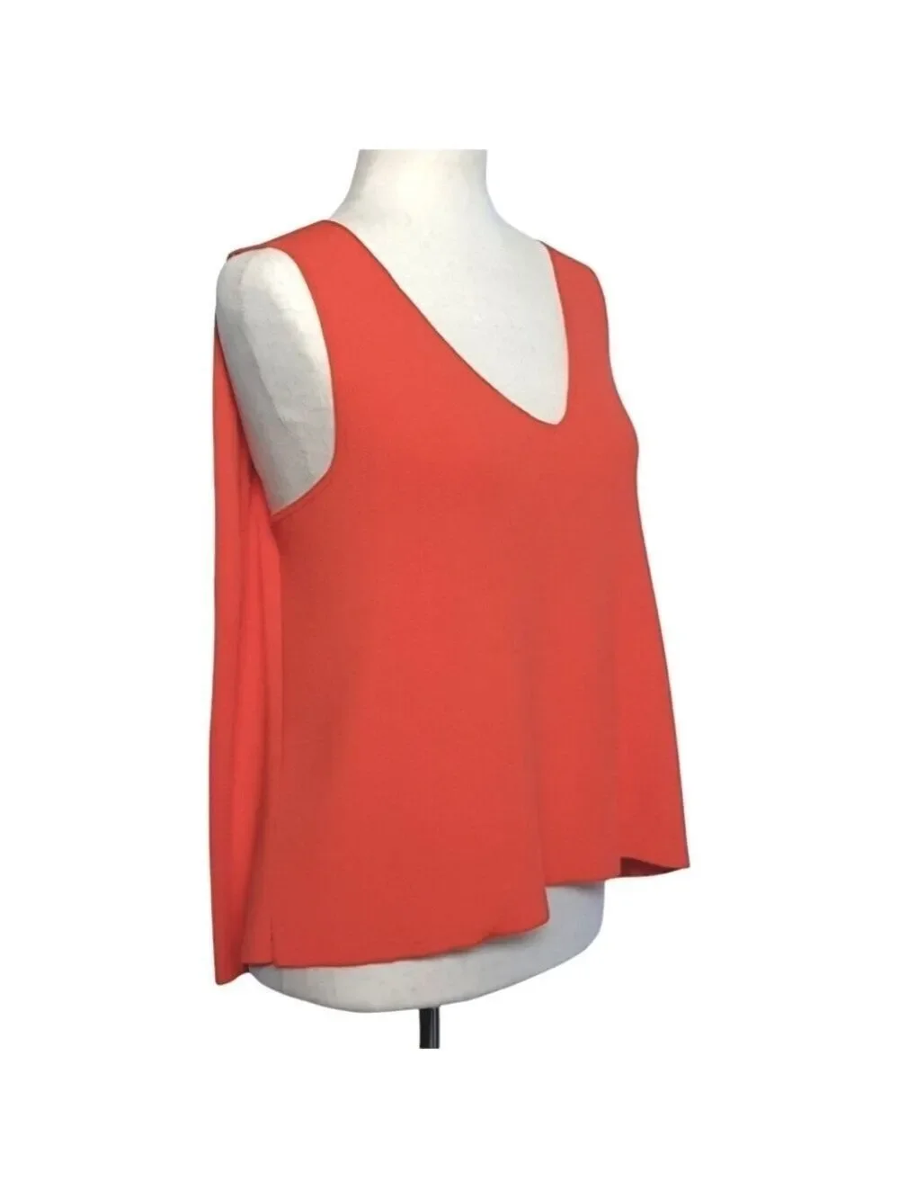 Rachel Roy Orange V-Neck Swing Tank Top High Low Flowy Draped Summertime